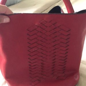 Paula Vera Red leather over shoulder bag